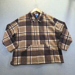 Venezia Jeans Women's Brown Plaid‎ Full Zip Jacket Size 14/16